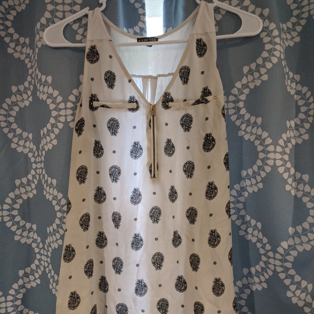 White Tank with Black Design